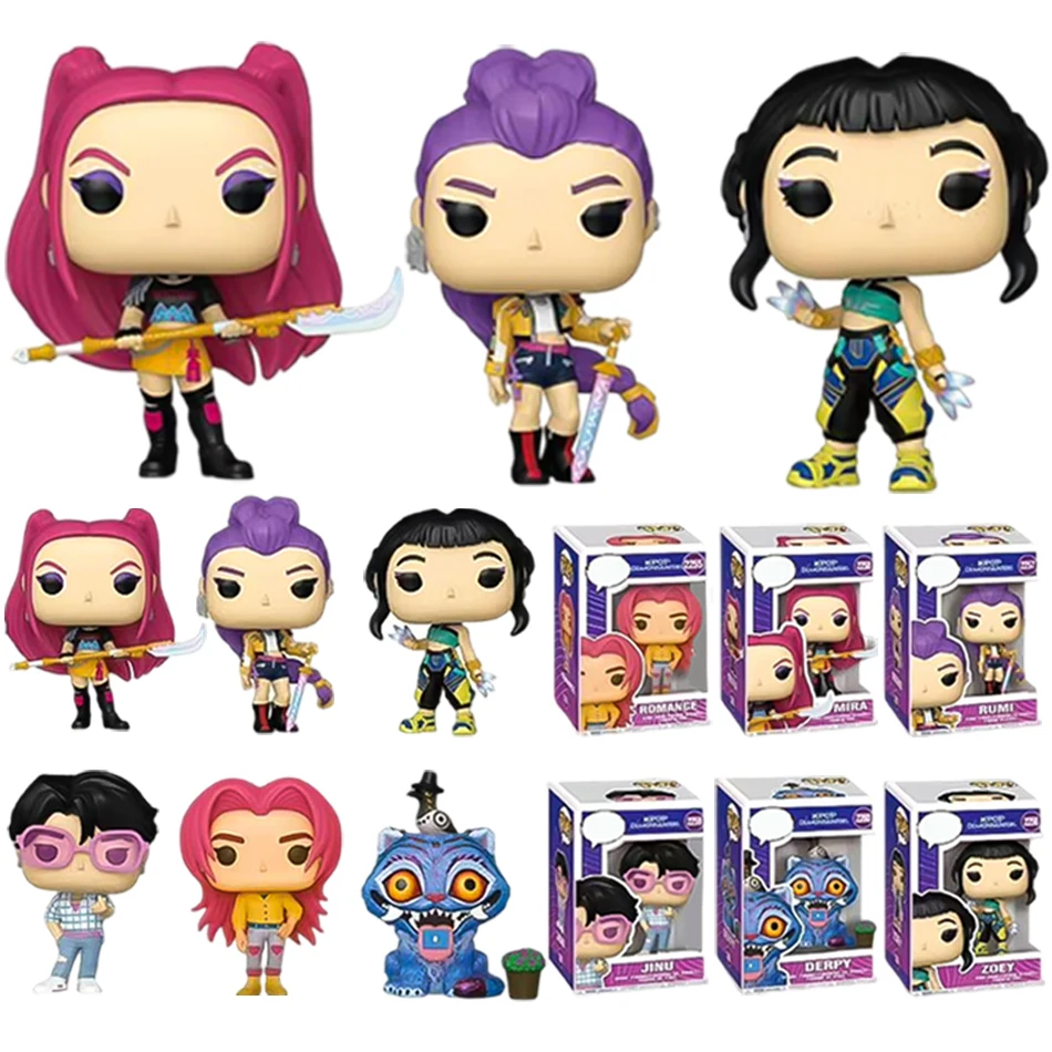 تماثيل أنيمي KPop شيطان الصيادين البلاستيكية التأثيرية - دمى تزيين سطح المكتب القابلة للجمع لهدايا مروحة تزيين سطح المكتب