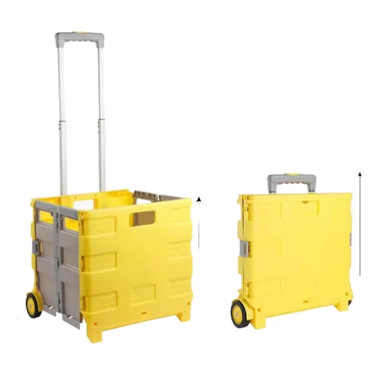 Foldable Grocery Cart for Two-Wheel Shopping Trolley for Home Use Portable Folding Utility Trailer for Travel Luggage Carry