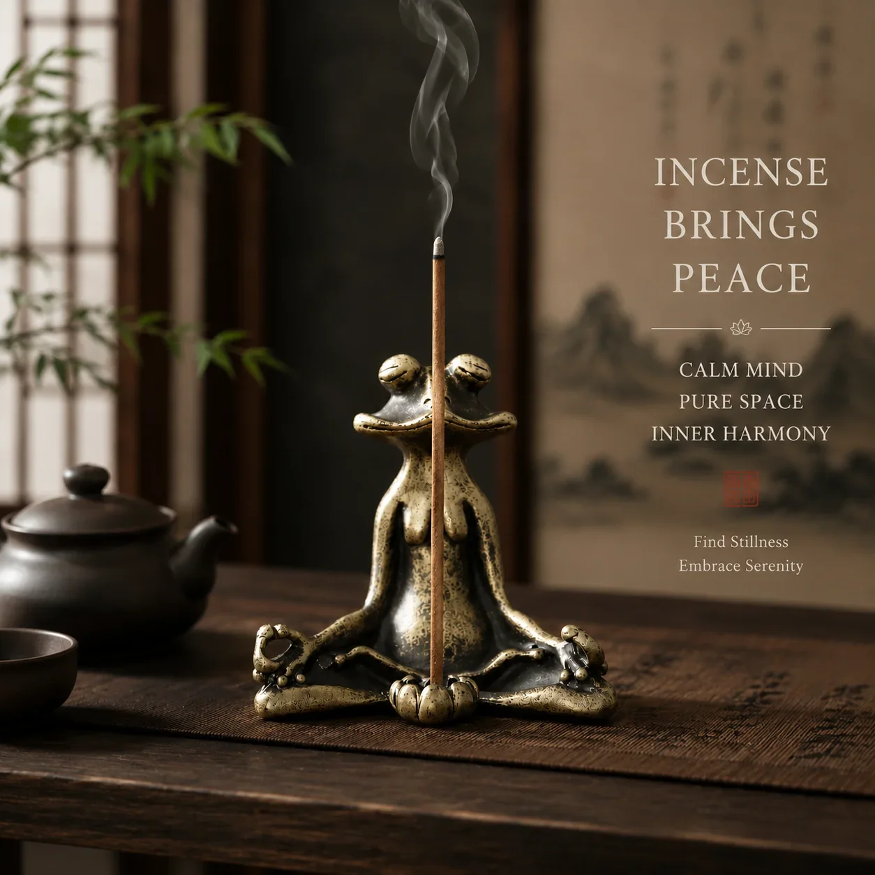 Retro Copperware Incense Socket Zen Frog Ornaments Solid Pure Copper Frog Tea Pet Incense Holder Ornaments