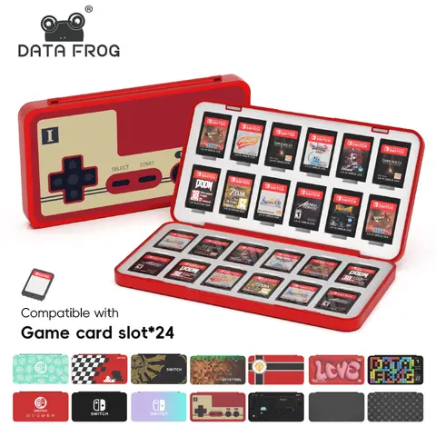 데이터 개구리 24 in 1 게임 카드 케이스 보호 홀더 Nintendo Switch/Lite/Oled 액세서리 용 하드 쉘 게임 카드 보관함