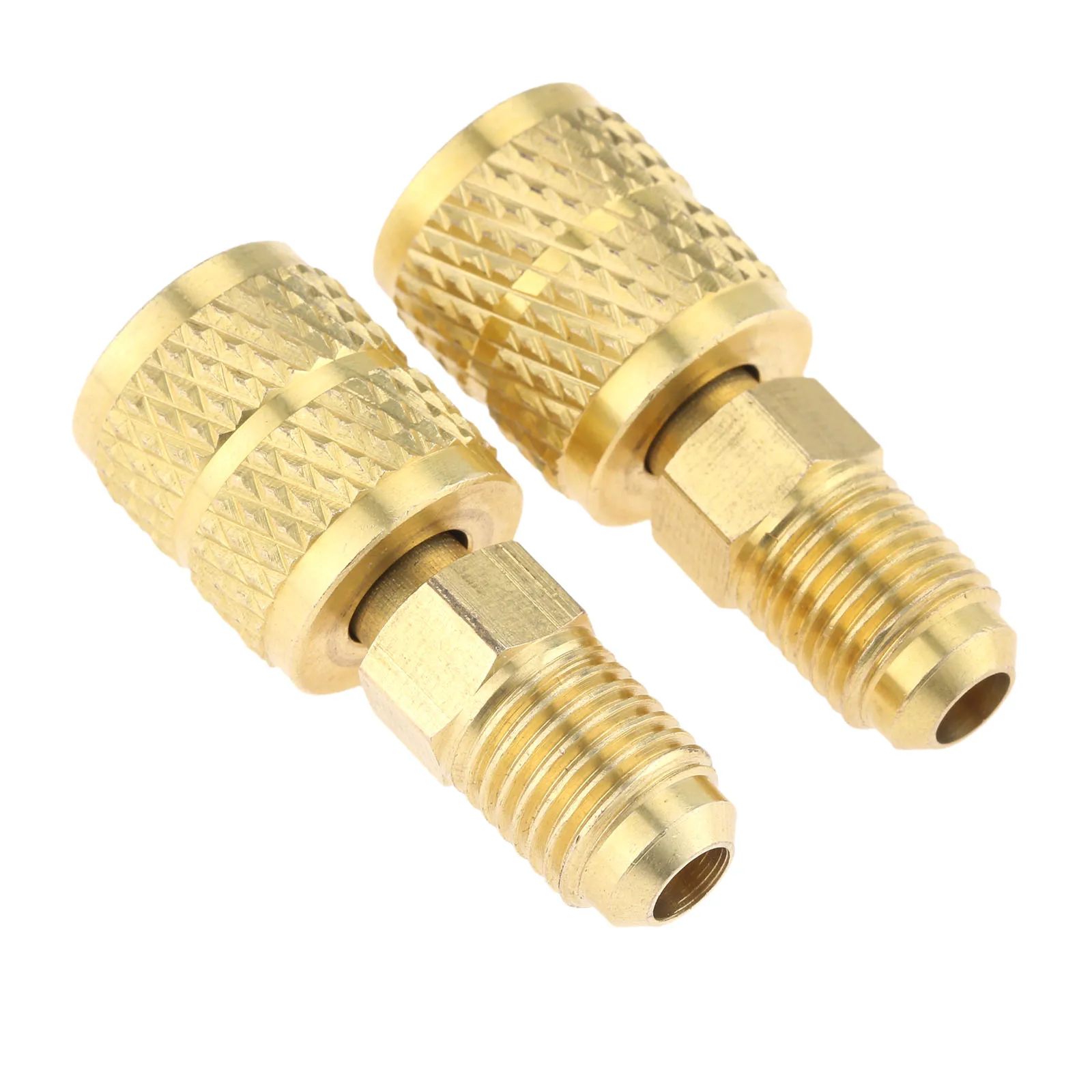 2Pcs R410a Straight Adapter Charging Hose To Vacuum Pump with Full Swivel Tip Air Conditioners HVAC Refrigeration Service Brass