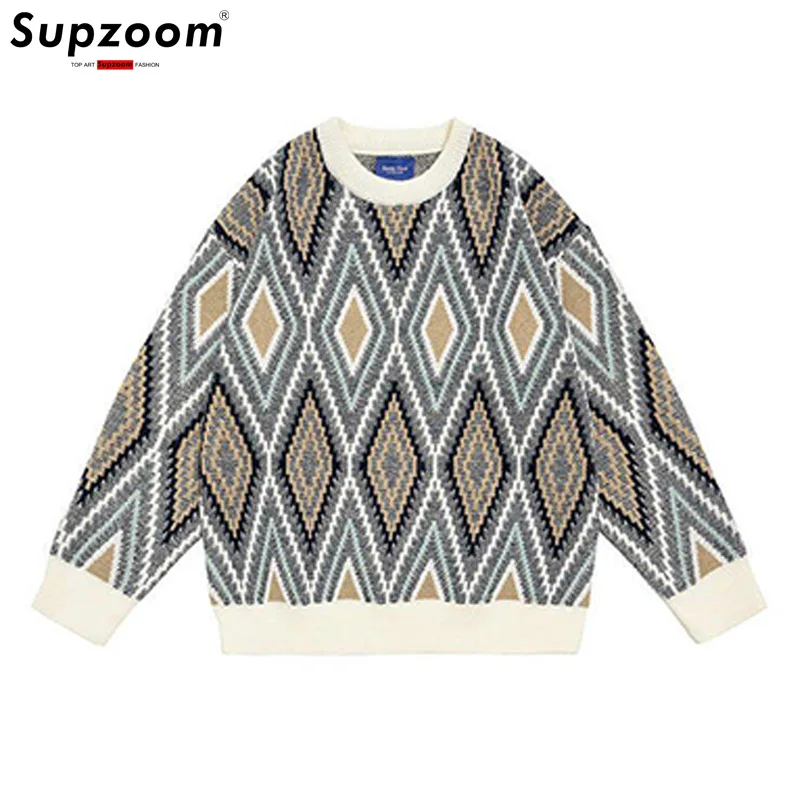 Supzoom 2025 New Arrival Top Fashion Cotton Cardigan Male Pattern Jacquard Round-Neck long Sleeves Casual Sweater Men