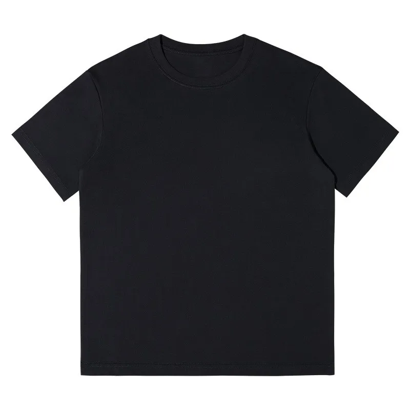 100% cotton short-sleeved men's casual T-shirt, loose fit, pure color, round neck, summer fine T-shirt
