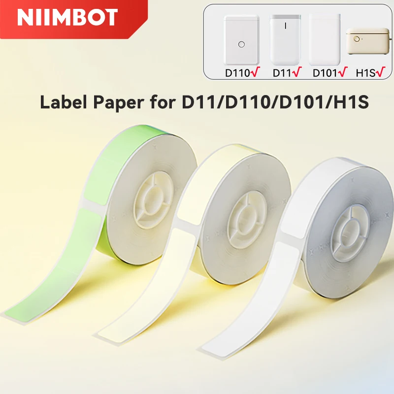 

Niimbot Mini Label Sticker Scratch-Resistant White/Color/Cable Adhesive Thermal Paper for D11/D110/D101/H1S Home Office Name Tag