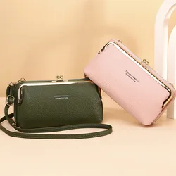 Multi-functional PU Leather Crossbody Bags Simple Lightweight Large Capacity Shoulder Bags Casual Small Mobile Phone Hand Bags