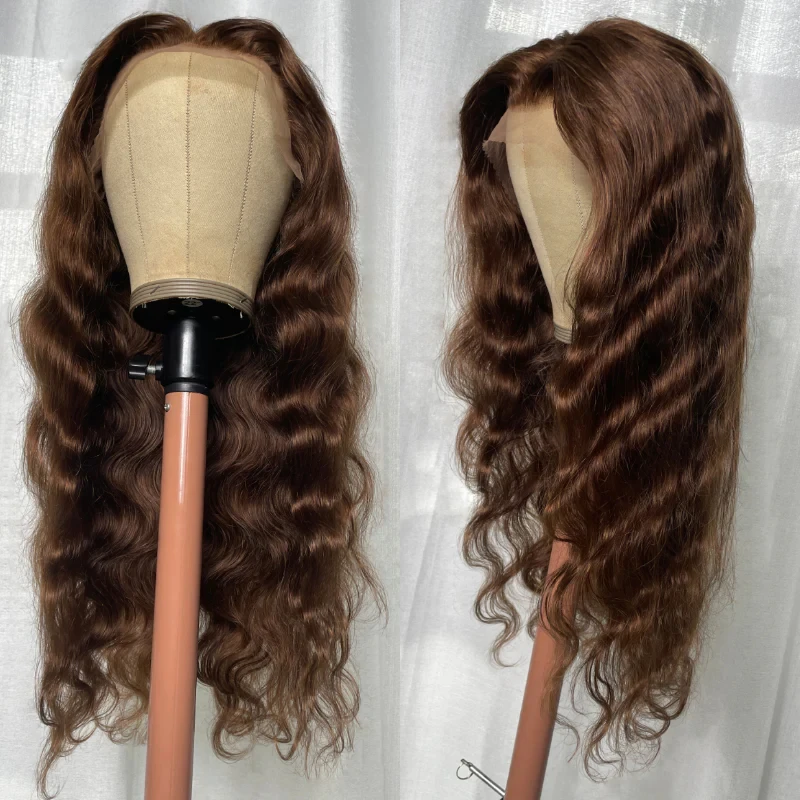 28 30 Inch Chocolate Brown 13x4 Lace Front Wig Brazilian Pre Plucked HD Transparent Lace Frontal Wigs Dark Brown Body Wave Wigs