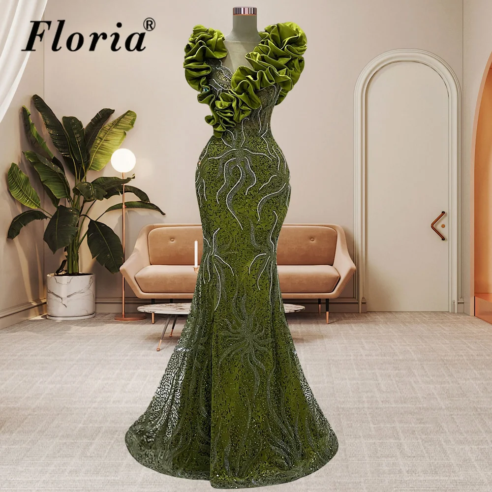 Vintage Green Mermaid Cocktail Dresses Sleeveless Beaded Prom Dresses Wedding Guests Dresses For Women Vestidos De Cóctel