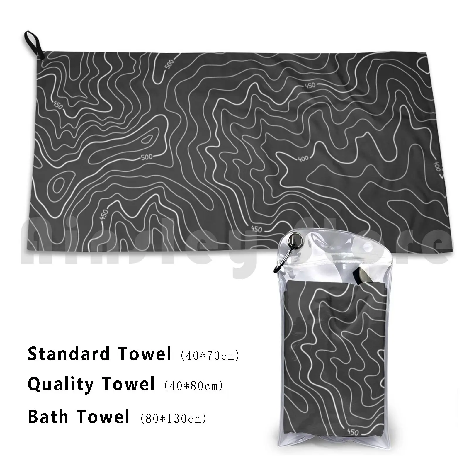 Topography Custom Towel Bath Towel Geography Topography Simple Dark Terrain Maps Map Contour Modern