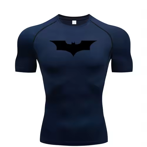 Bat Printed Men's Tight T-Shirt Running Compression Compression T Shirt Gym Fitness Jogging Short Sleeve Male Casual Shirt Tops - Image 7