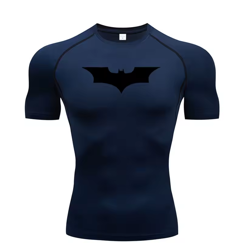 Bat Printed Men's Tight T-Shirt Running Compression Compression T Shirt Gym Fitness Jogging Short Sleeve Male Casual Shirt Tops - Image 7