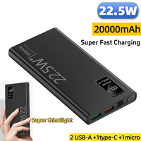 20000mAh 22.5W Large Capacity Power Bank USB Type C Super Fast Charging Power Bank High Capacity Ultra-Thin Portable Charger