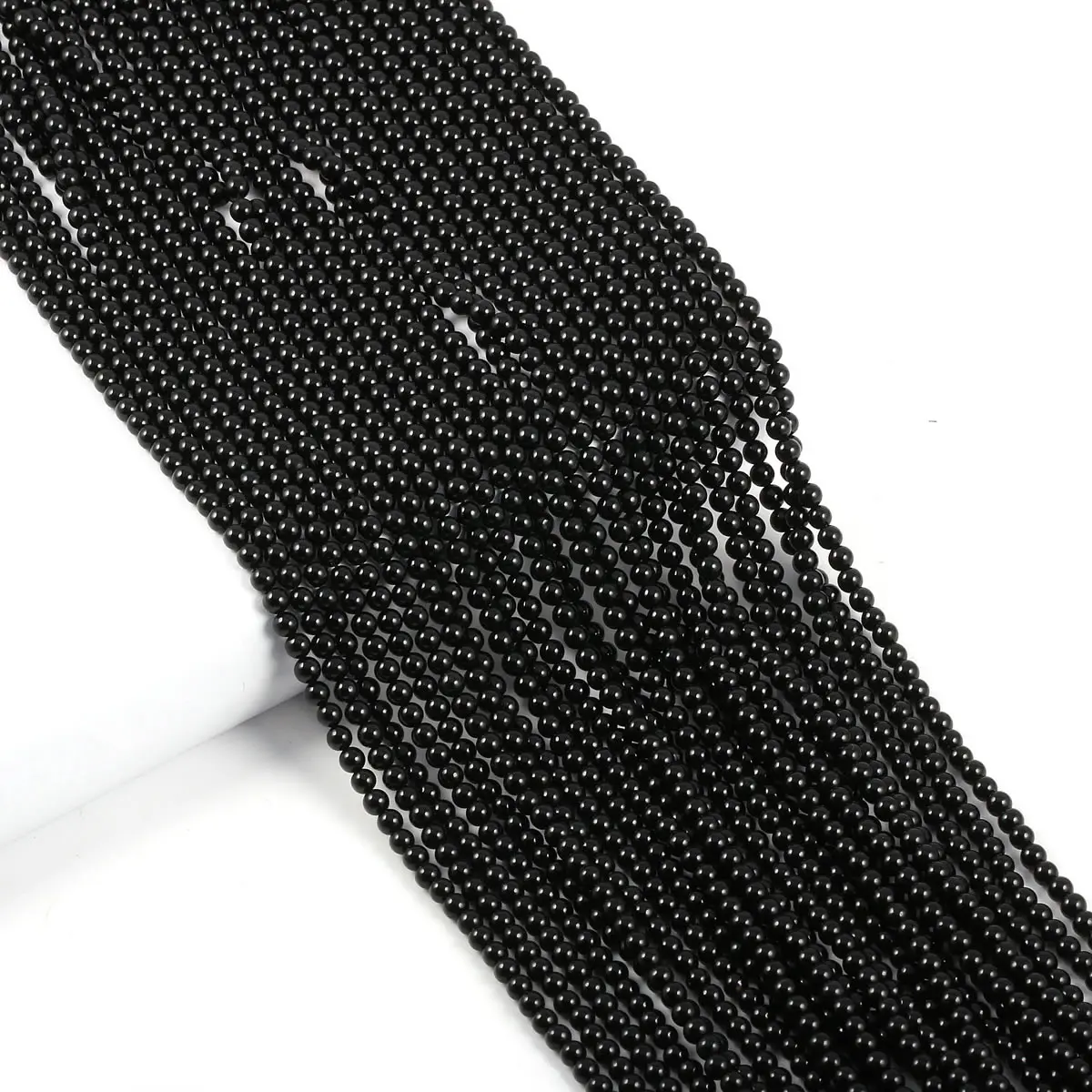 2/3/4mm Black Agate Round Through Holes Beads Natural Stone Beads for Jewelry Making DIY Necklaces Bracelets and Accessories