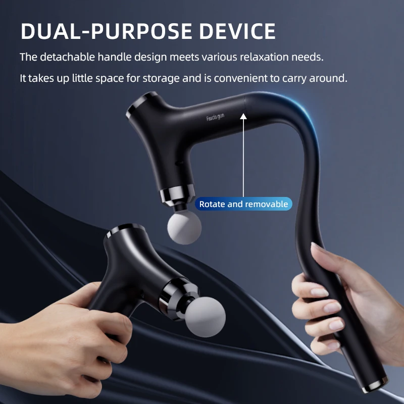 

Многофункциональный интеллектуальный массажный пистолет с отсоединяемой ручкой и длинной насадкой для расслабления мышц и фасций, для домашнего использования