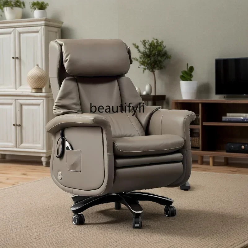 

xzqElectric massage boss chair reclining lunch break office sedentary home computer chair leather comfortable office chair
