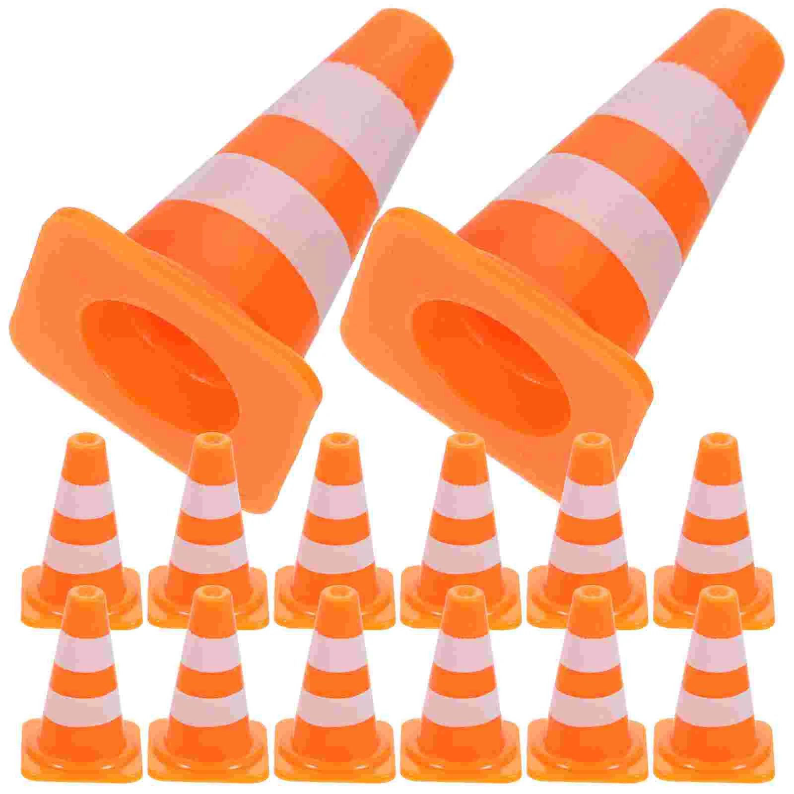 50 Pcs Toy Traffic Roadblock Orange Cones for Parking Miniature Sign Models Construction Toys Conical