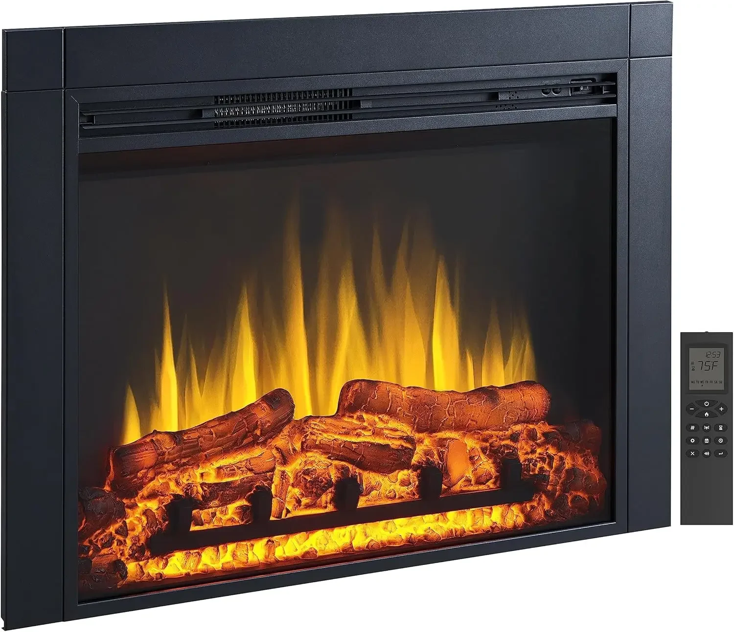 Electric Fireplace Insert with Front Trim Kit, Fire Crackling Sound, Remote Control Heater, 36 