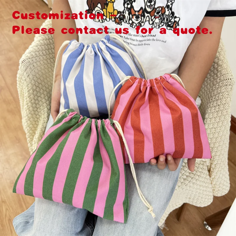 custom.Cotton Striped Envelope Bag Printing Personalized Macaron Color Packaging Bag Dust Bag Shoe Bag