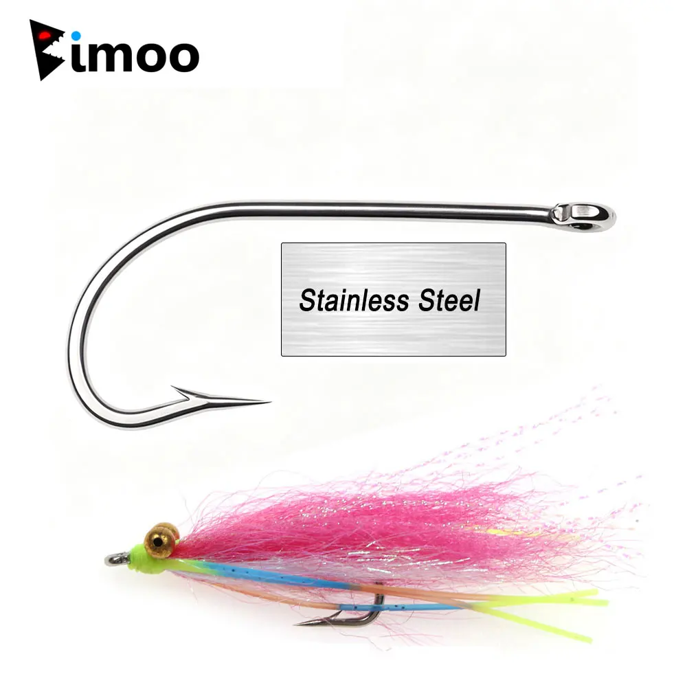 50 Stück Edelstahl O'SHAUGHNESSY Langstiel-Salzwasser-Angelhaken Crazy Charlie Minnow Sculpin Streamer Fliegenbindehaken