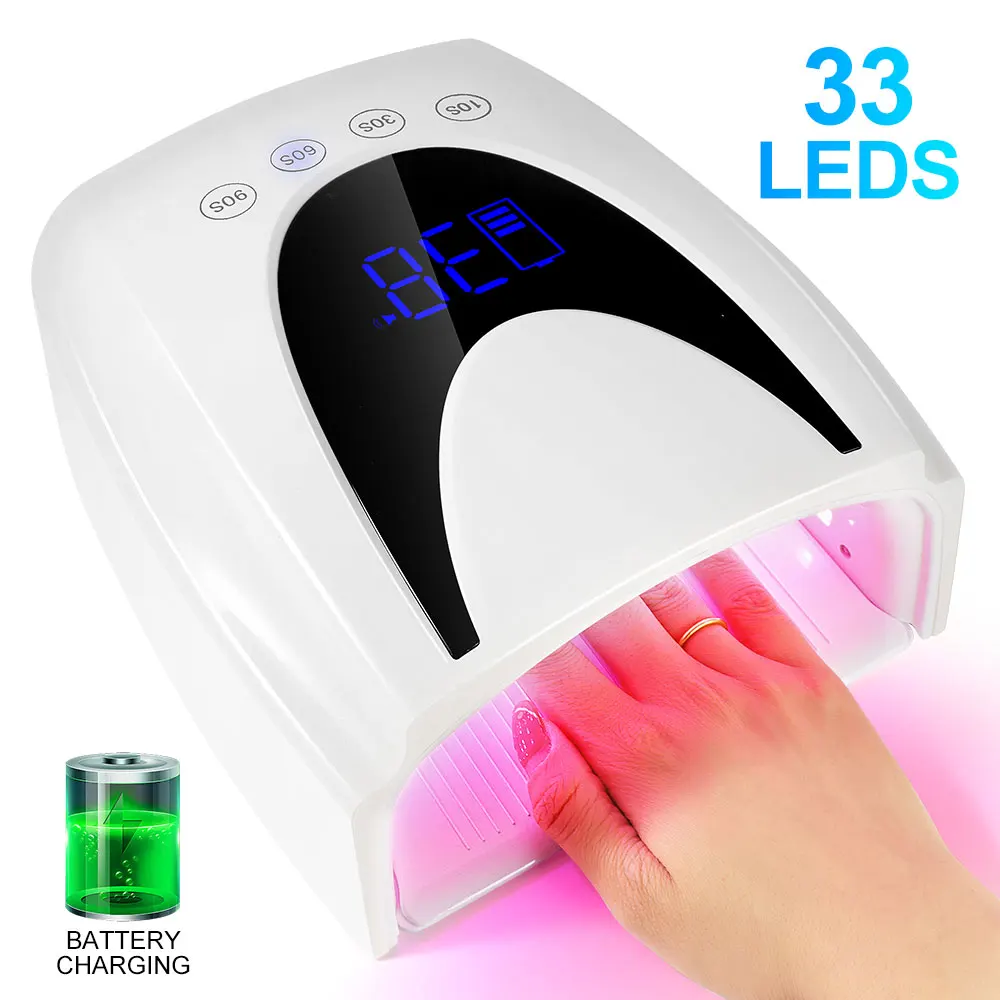 Professional 33LED Nail Dryer Rechargeable UV LED Nail Lamp LCD Large Screen Display Gel Nail Polish Curing Light Salon Tools