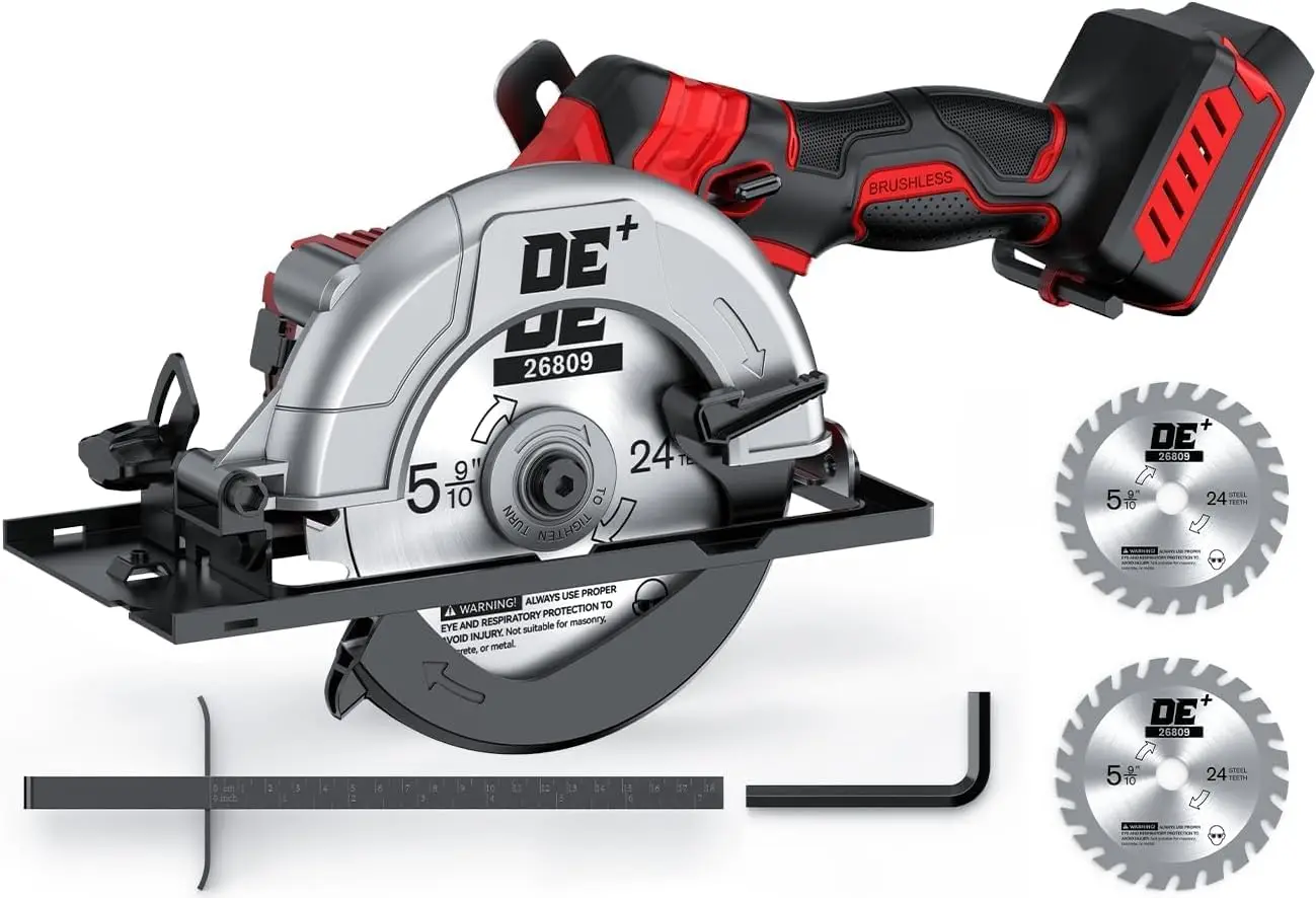 

Brushless Cordless Circular Saw, 6-Inch Blade, 5900 RPM, Lightweight 4.2 Lbs, Adjustable Depth and Bevel for Wood and PVC