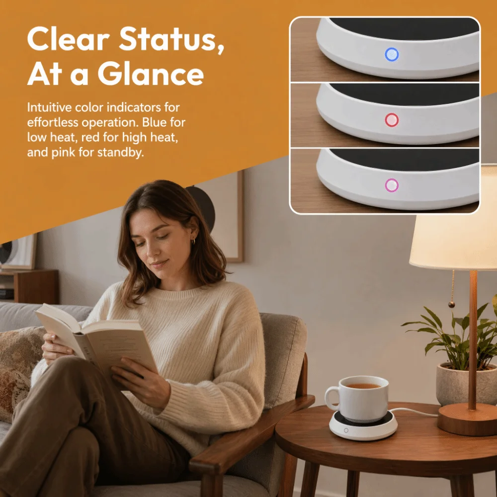 Durable ABS Cup Warmer White Auto Shut off Beverage Warmer Practical Electric Heating Pad Electric Cup Warmer Pad Home Office