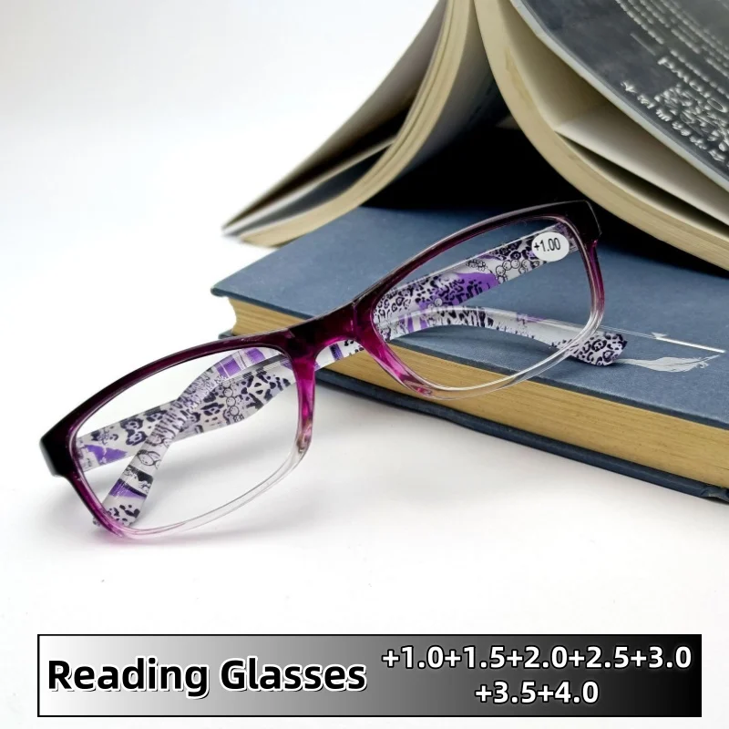 

Women's Fashionable Printed Reading Glasses Ultra Light Business Classic Comfortable Anti-Blue Light Eyeglasses +1.0 To +4.0