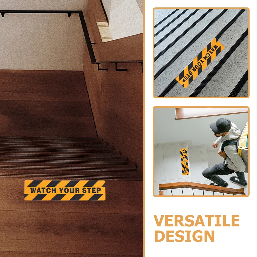 

4pcs Non slip Stickers Black Yellow WATCH YOUR STEP 15cmx60cm Caution Decals Wet Floor Sign Durable Tape for Stairs Walkways