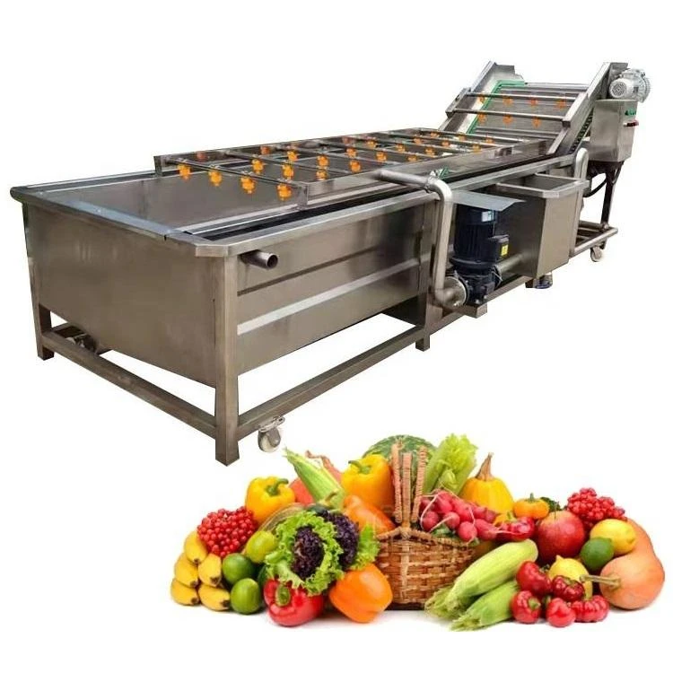 Automatic High Pressure Bubble Cleaning Machine Line for Fruit Juice Vegetables Chocolate Candies Seafood Vegetables Washing