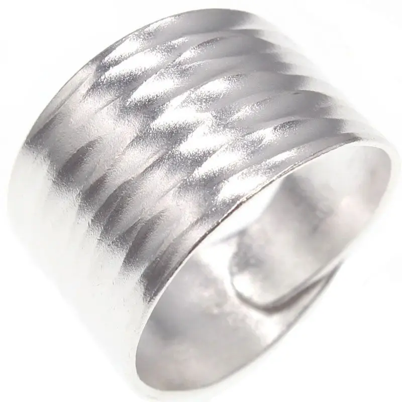 Original Silver 925 White Fashion Wide Hammer Pattern Ring for Men and Women Unisex Style Simple Classic Ring Banquet Jewelry - Image 6