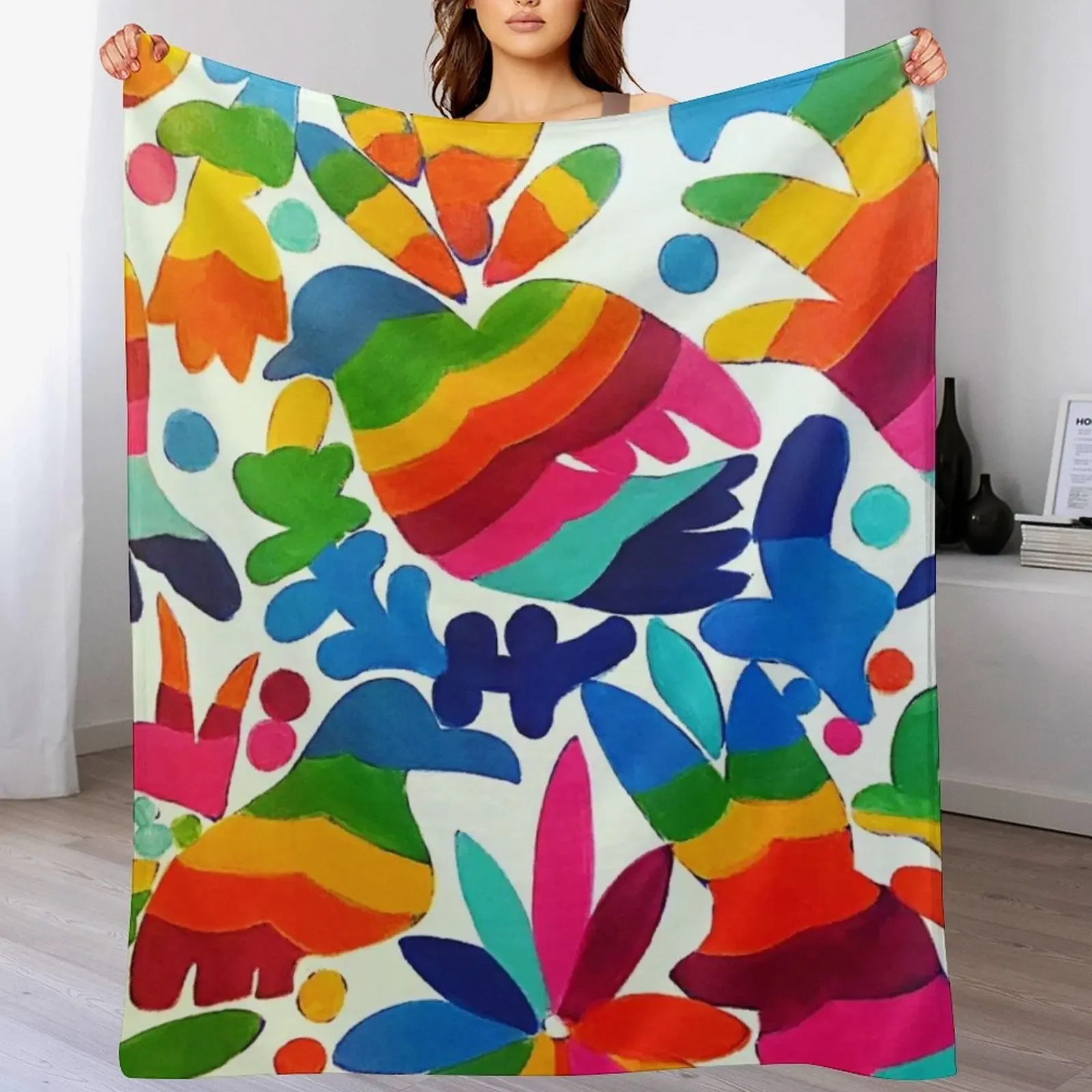 

Mexican Otomi Colors Throw Blanket Fuzzy Plush Throw Blanket for Sofa Chair