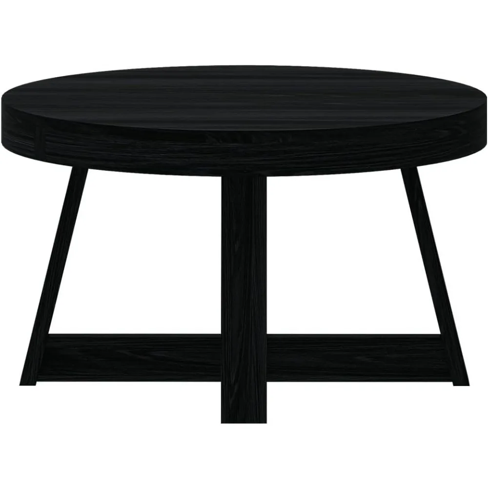 Classic Round Coffee Table, 30 Inch Farmhouse Coffee Table, Mini Center Tables for Small Spaces, Small Living Space