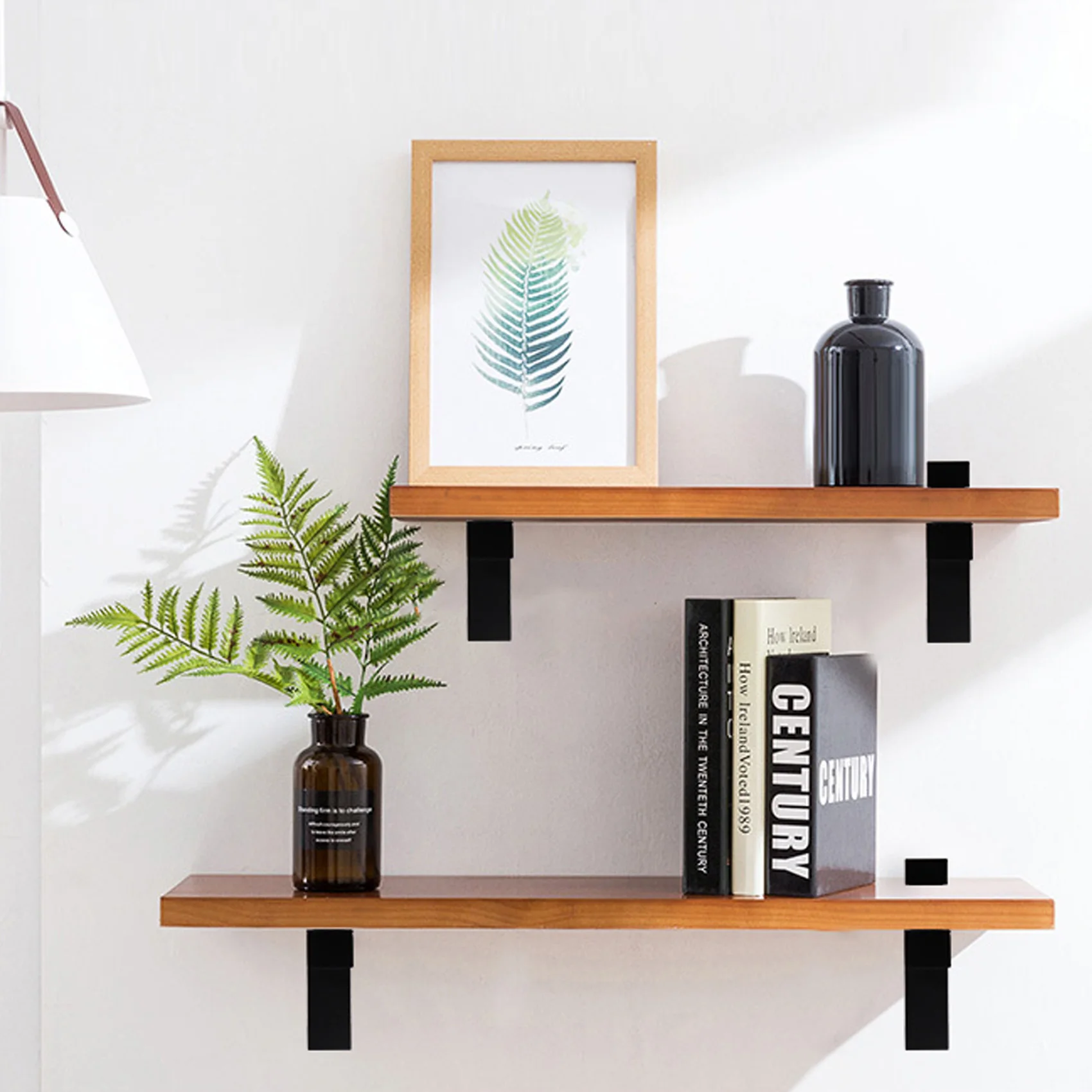 

F-T 2 Pcs Adjustable Wood/Glass Shelf Bracket Wall Mount Heavy Duty Floating Brackets For 3-28Mm Thick Shelves,Black