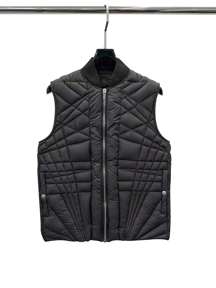 New geometric quilted stand-up collar vest and fashionable zipper sleeveless slimming coat for autumn/Winter 2025