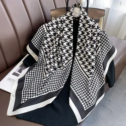 90*90cm Luxury Brand Simple Silk Square Scarf Hijab Women Bandana Soft Scarves Neckerchief Ladies Hair Shawl Wrap Headband