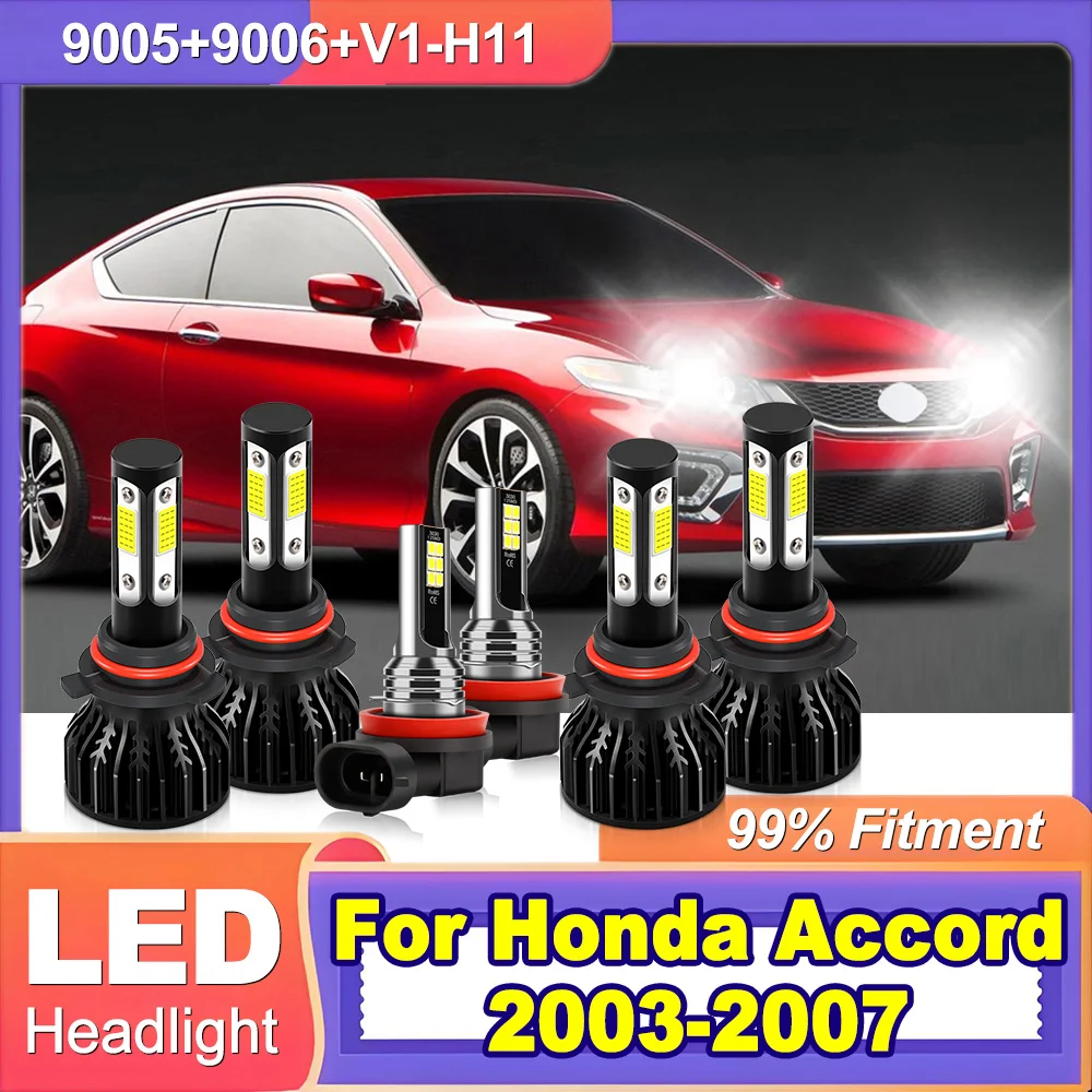 

LED Headlight 6000K White 60000LM COB Chips High Low Beam Headlamp Fog Light For Honda Accord 2003-2005 2006 2007 Plug and Play