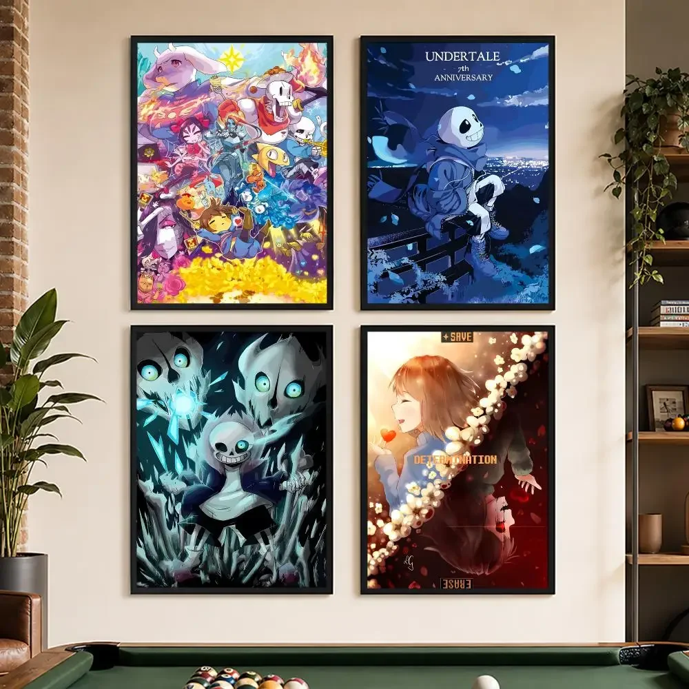 Anime Designs Game Undertale Vintage Poster Waterproof Peel And Stick Frameless HD  Matte PP Bedroom Living Room Wall Decor