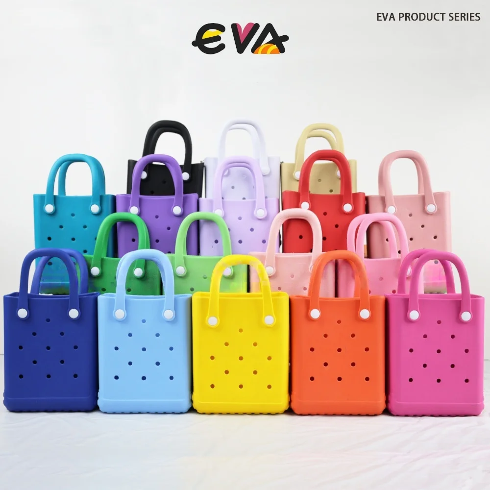 

Colorful Pattern Flower Mini Jelly Bag - Small Hole Washable Waterproof EVA Beach Storage Bag