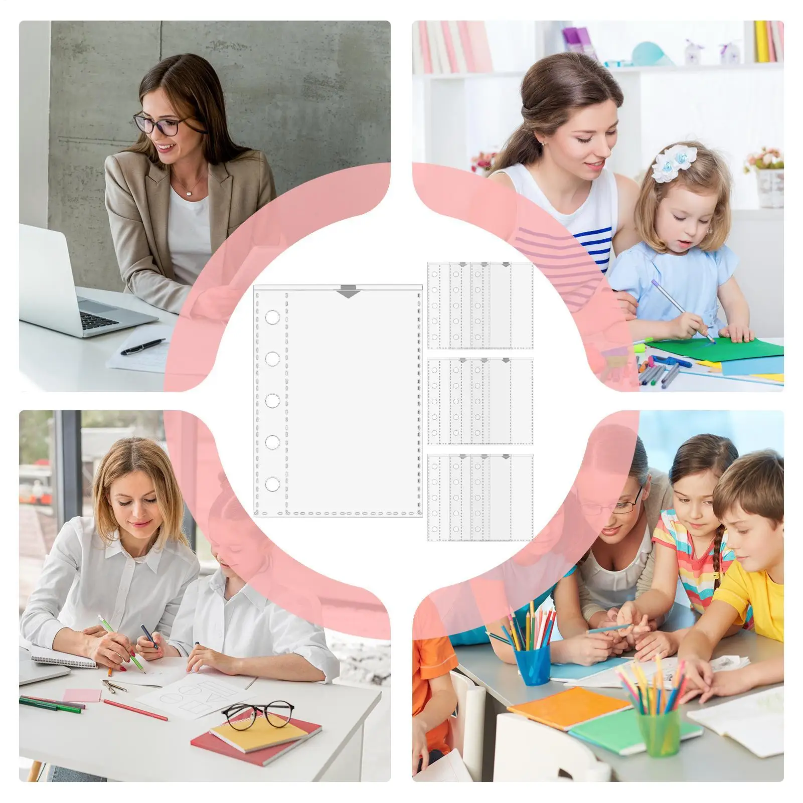 واقيات الصفحات 10 قطع A7 6 حلقات أغطية مستندات شفافة أغطية مستندات شفافة لمشروع الموظفين الإداريين المكتبيين