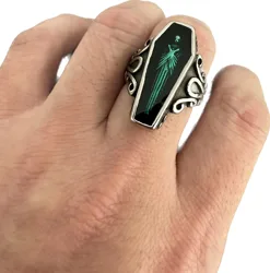 Green Purple Red Coffin Mummy Ring 316L Stainless Steel Jewelry Men Punk Biker Ring Size 7-13