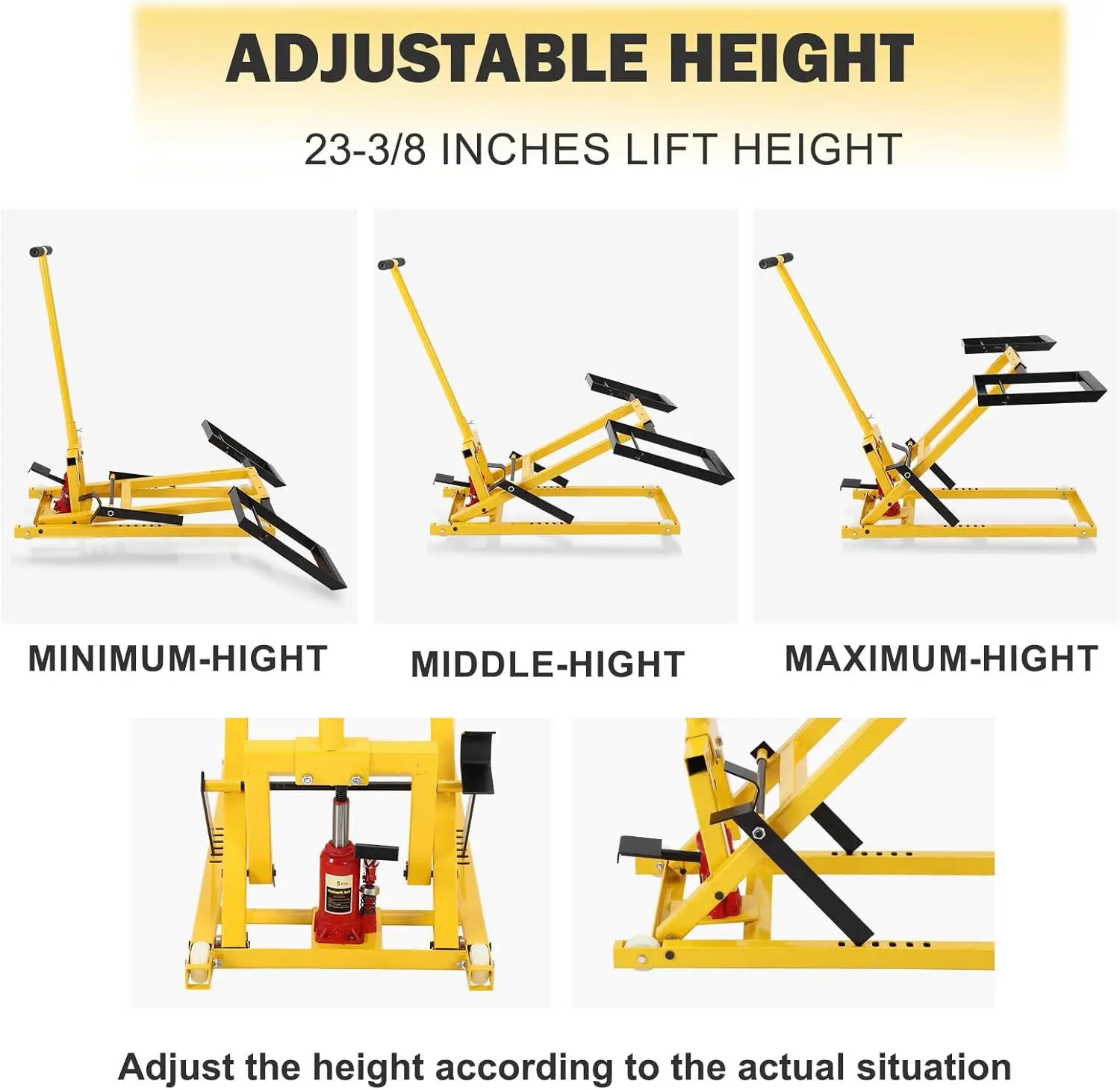 26 Inch Lawn Mower Lift With Hydraulic Jack, Lawn Mower Lift Welded Solid Steel Construction For Riding Lawn Mowers Tractors,