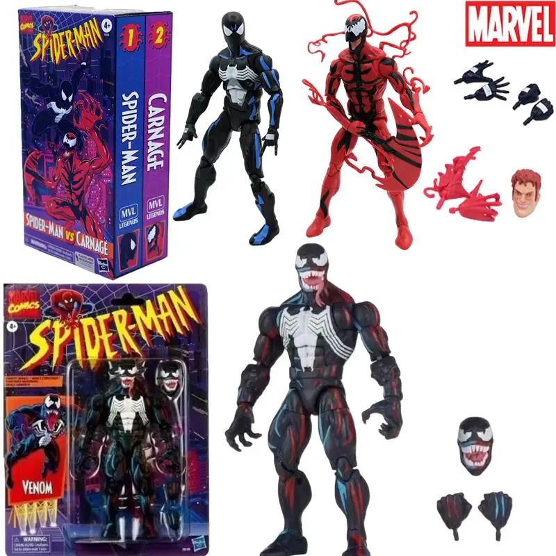 ML Legends Amazing Spider-Man VS Carnage Paquete de 2 Figuras de Acción de 16 cm, Modelo Totalmente Articulado, Juguete Coleccionable de Escritorio, Regalo
