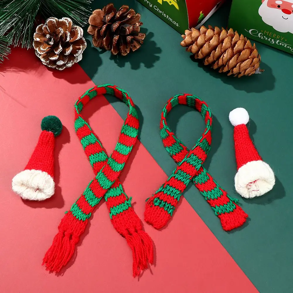 Schöne Puppe Schal Hut handgemachte Mini Weihnachts mützen gestrickte Schals Puppenhaus Zubehör Material Weihnachten Ornament Kinderspiel zeug Geschenk