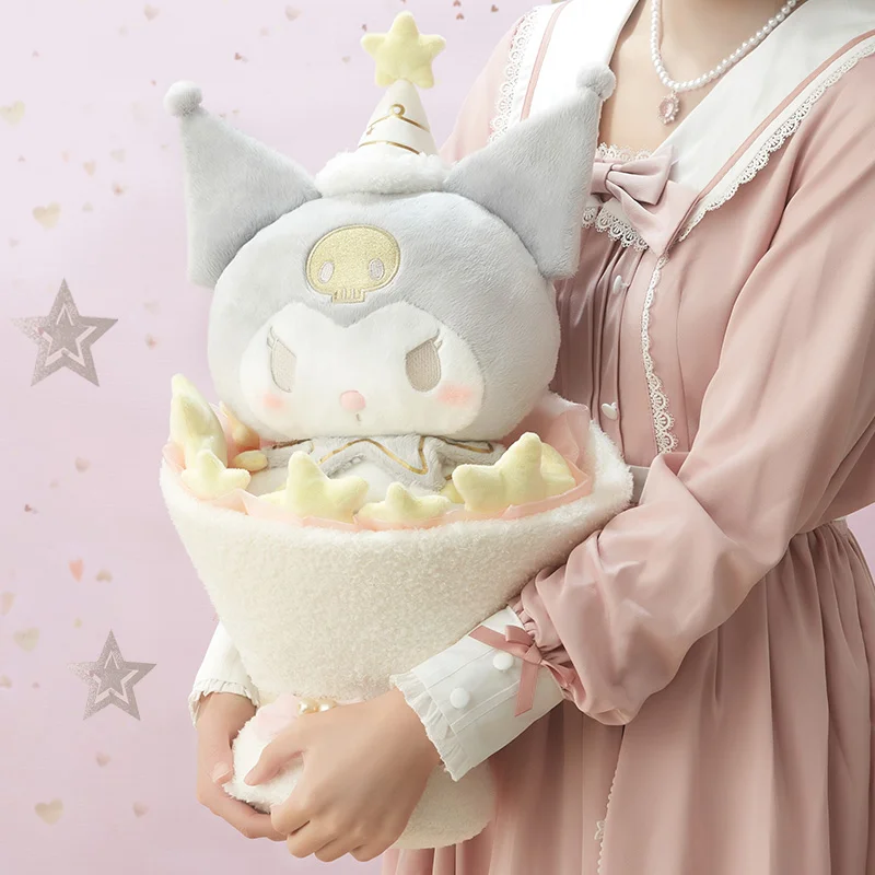 Genuine Sanrio Cinnamoroll Plush Bouquet Kuromi My Melody Cartoon Kawaii Plush Bouquet Room Decoration Ornaments Valentine Gift