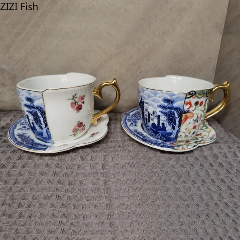 Ceramic Mug with Saucer, European Retro Afternoon Tea