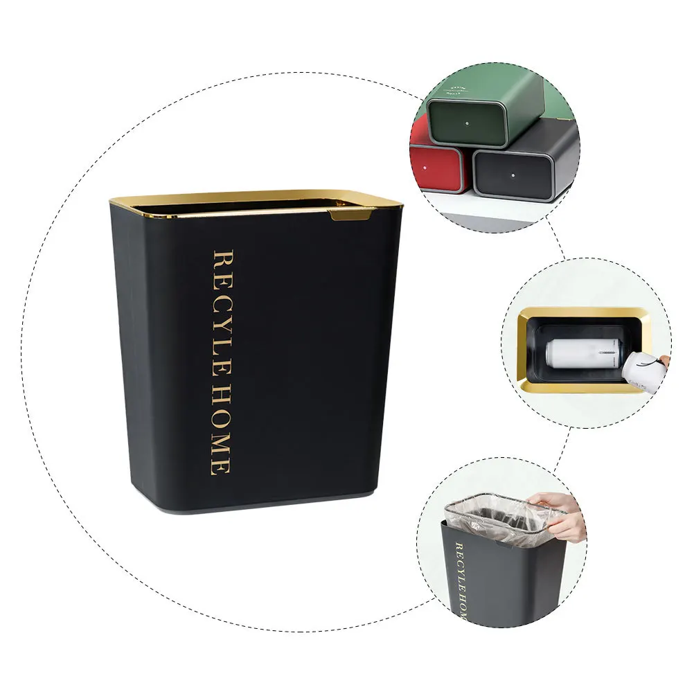 

1Pcs Nordic Garbage Can Square Waste Container 10L Thickened Material Pressure Ring Design Trash Basket for Home