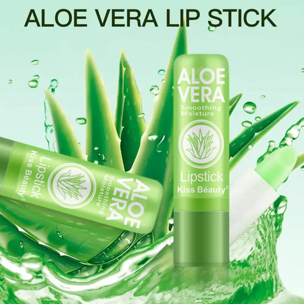 Aloe vera batom mágico mudança de cor batom hidratante nutritivo brilho labial mudança de temperatura bálsamo labial cuidados com a maquiagem