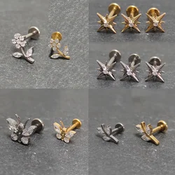 F136 Titanium Septum Piercing Labret Cartilage Helix Zircon Lip  Earrings Tragus Piercing Hinged Segment Body Jewelry Wholesale