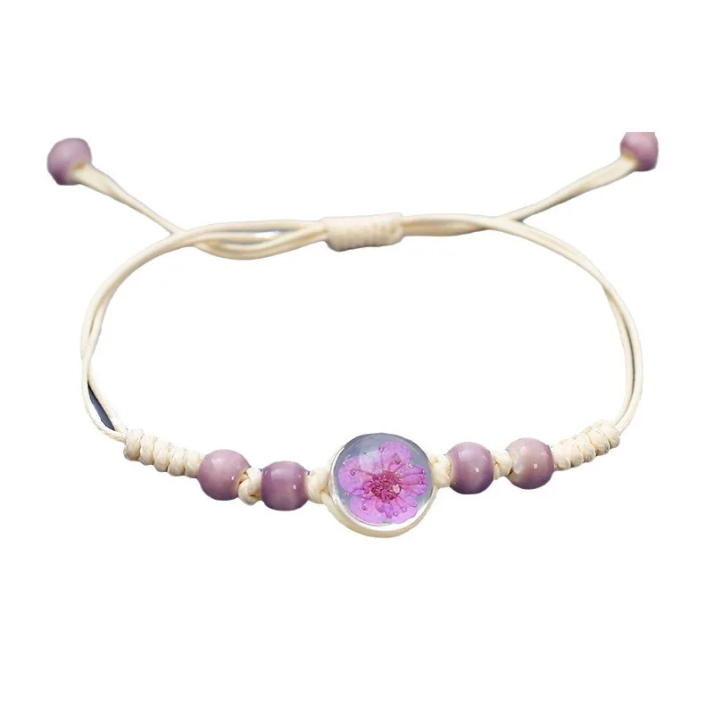 Starry Sky Dried Flower Bracelet Female Student Eternal Flower True Flower Bracelet Simple and Versatile Ceramic Jewelry