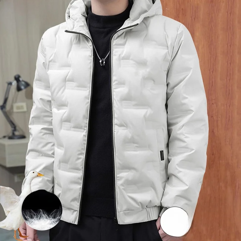 

Men's Winter Thiened Warm Cotton Jaet Hooded down Jaet Faion Urban Sle Long Sve Zipper Closure Polyester Fabric