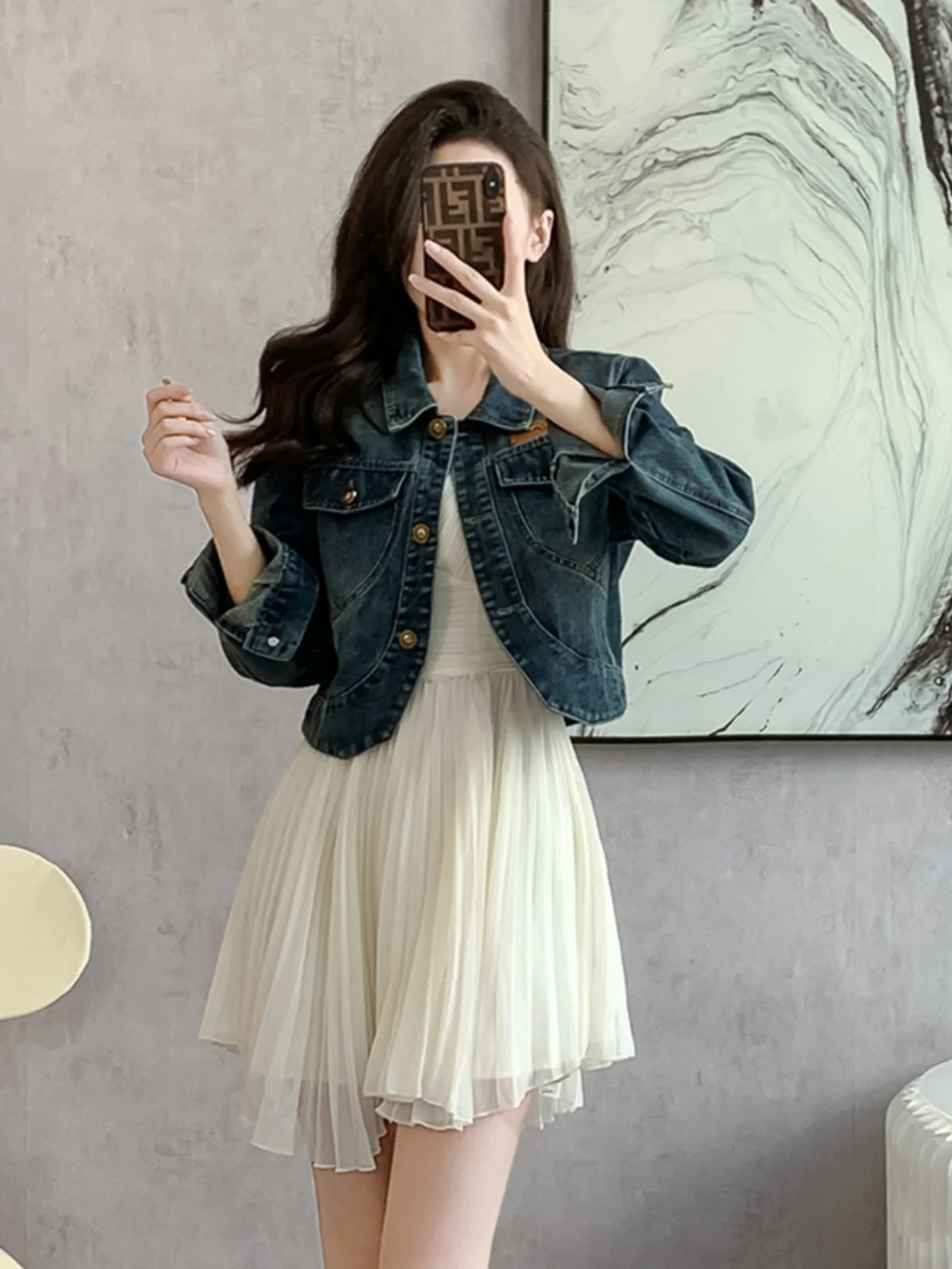 Europejska elegancka jesienna nowość w stylu koreańskim, dżinsowa kurtka dla kobiet, unikalna, odmładzająca, modna bluzka, do pracy, luźny krój.